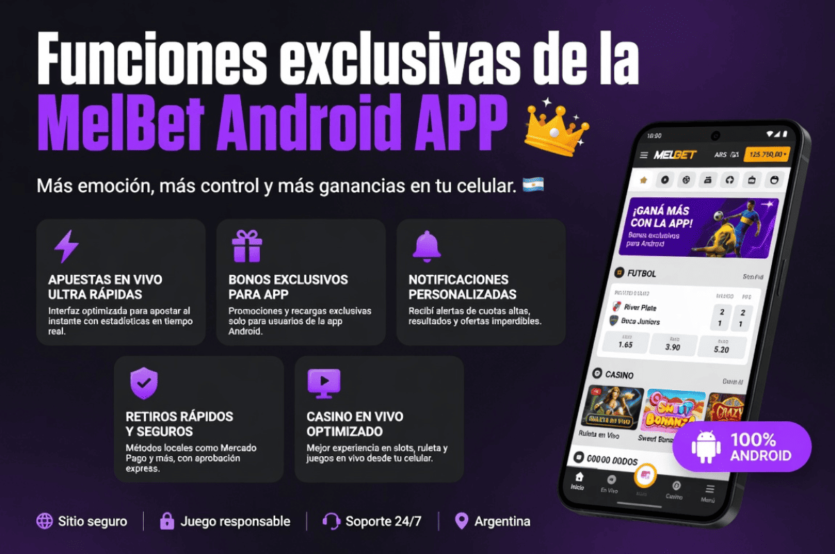Funciones propias de Android en la aplicación MelBet
